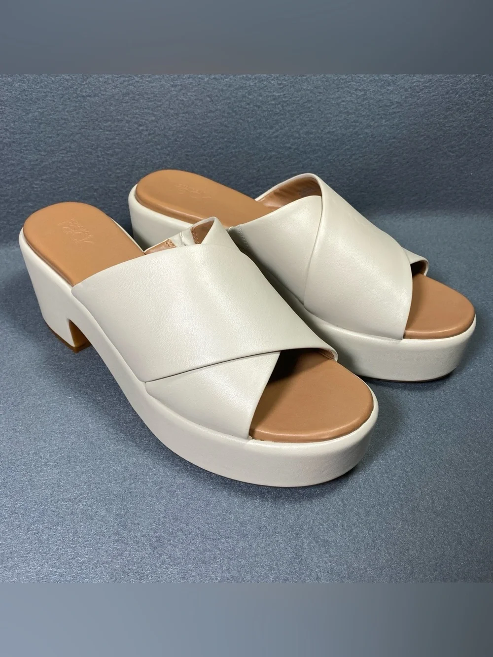 Nordstrom Chunky Heels Platform Beige Sandals, Y2K Inspired Edgy, Women’s Sz 9 M